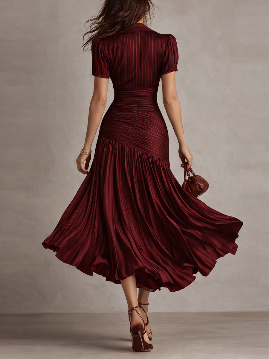 Robe Midi Femme avec Rayures Rétro Lucyle