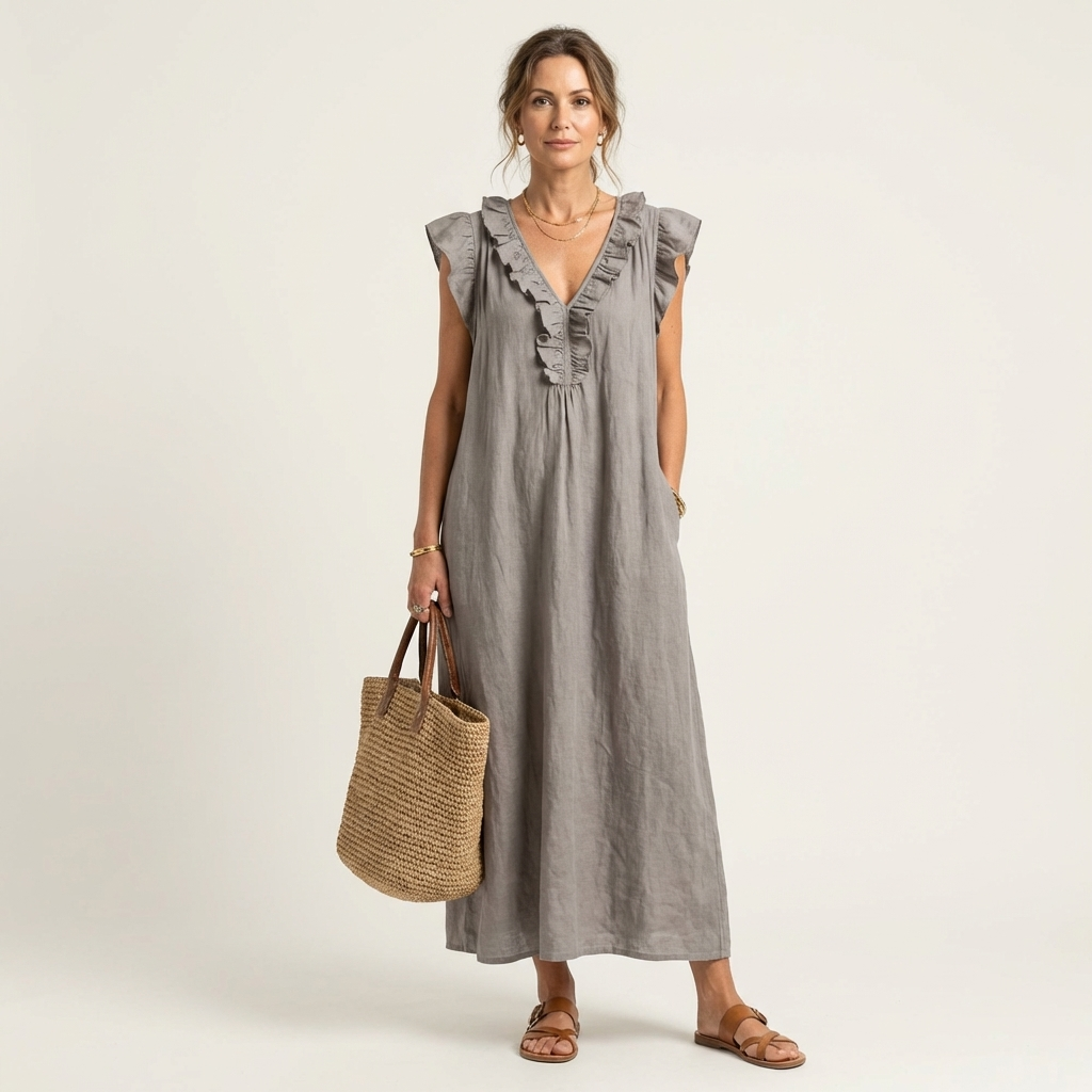 Robe Midi Femme avec Volants Élégants Lucyle