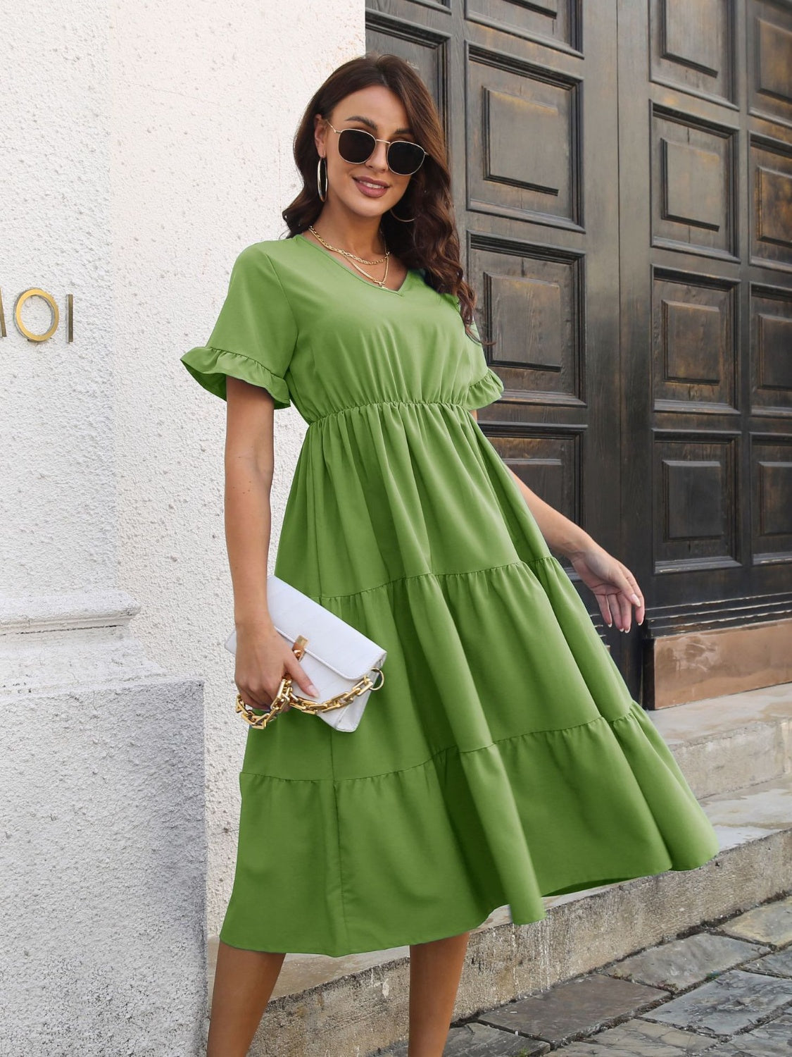 Robe Midi Femme avec Volants Élégants Lucyle