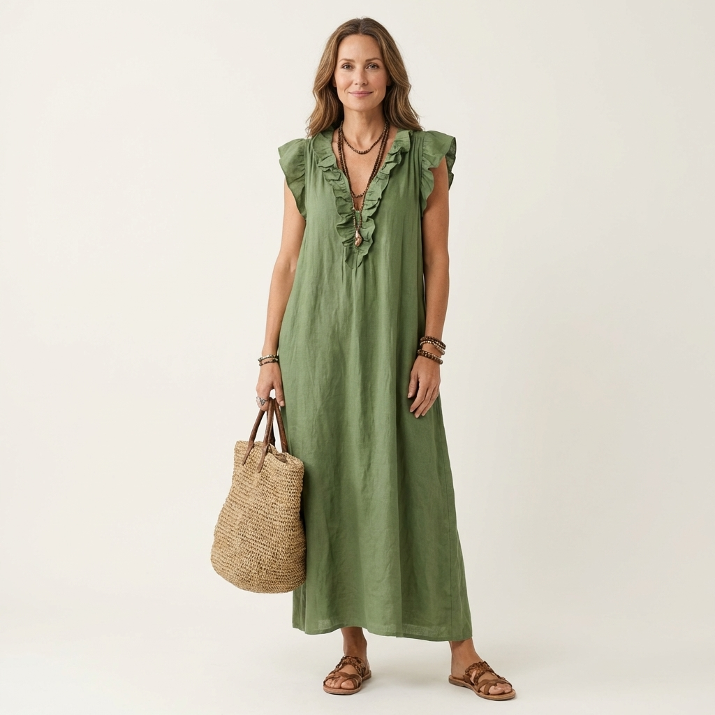 Robe Midi Femme avec Volants Élégants Lucyle