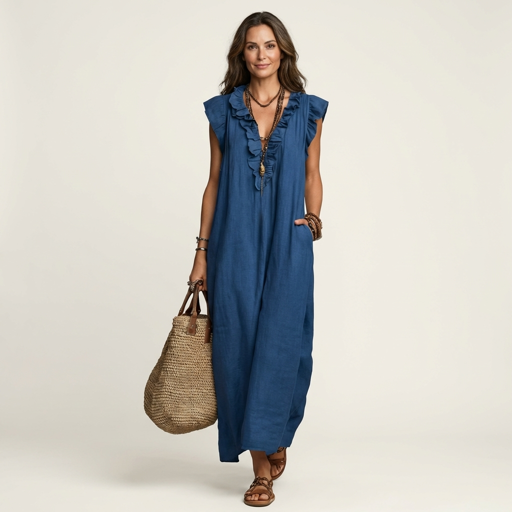 Robe Midi Femme avec Volants Élégants Lucyle