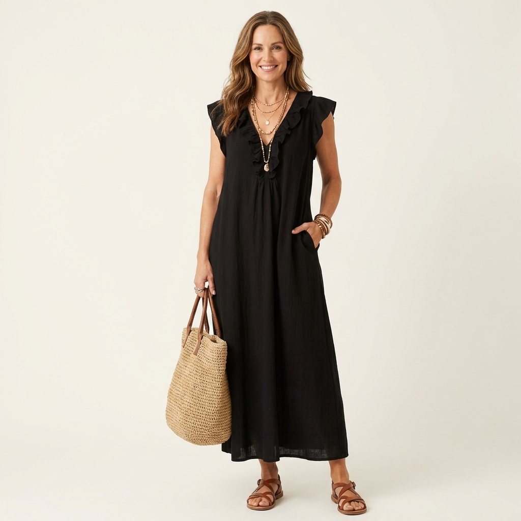 Robe Midi Femme avec Volants Élégants Lucyle