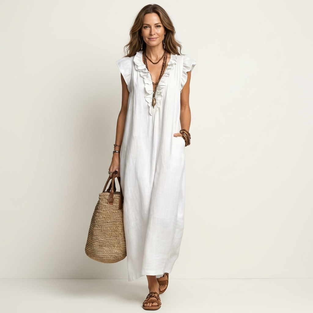 Robe Midi Femme avec Volants Élégants Lucyle