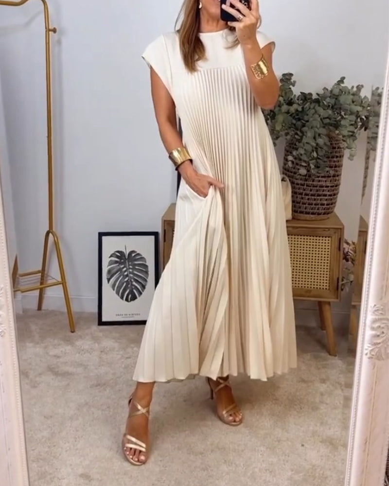 Robe Plissée Femme avec Design Élégant Sans Manches Lucyle