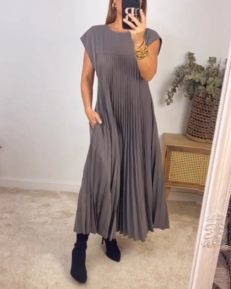 Robe Plissée Femme avec Design Élégant Sans Manches Lucyle