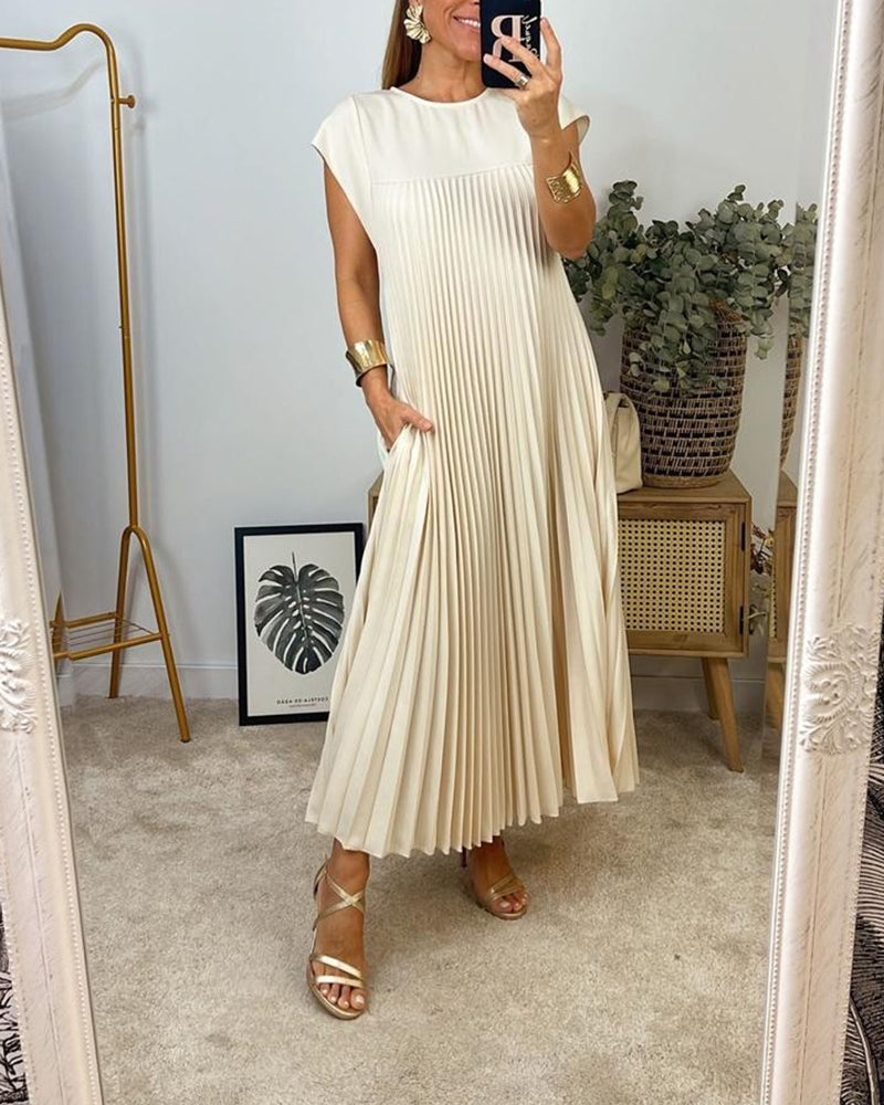 Robe Plissée Femme avec Design Élégant Sans Manches Lucyle