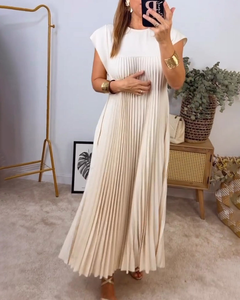 Robe Plissée Femme avec Design Élégant Sans Manches Lucyle