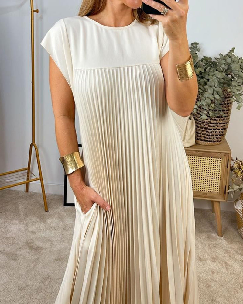 Robe Plissée Femme avec Design Élégant Sans Manches Lucyle