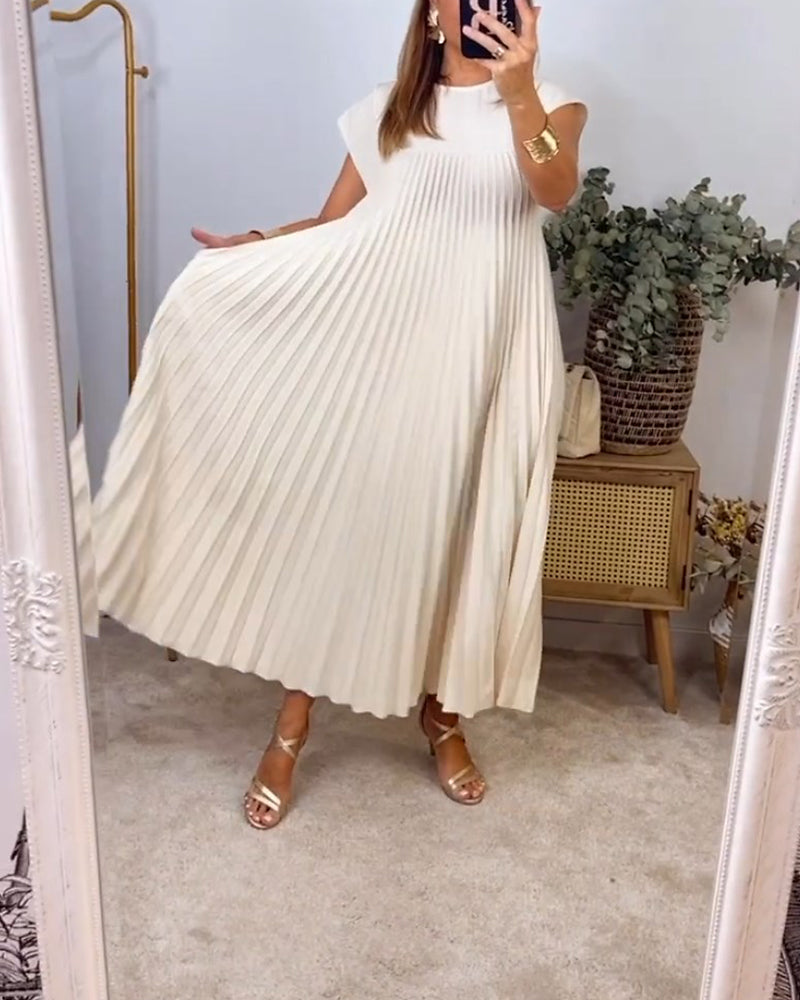 Robe Plissée Femme avec Design Élégant Sans Manches Lucyle