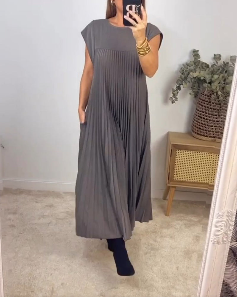 Robe Plissée Femme avec Design Élégant Sans Manches Lucyle