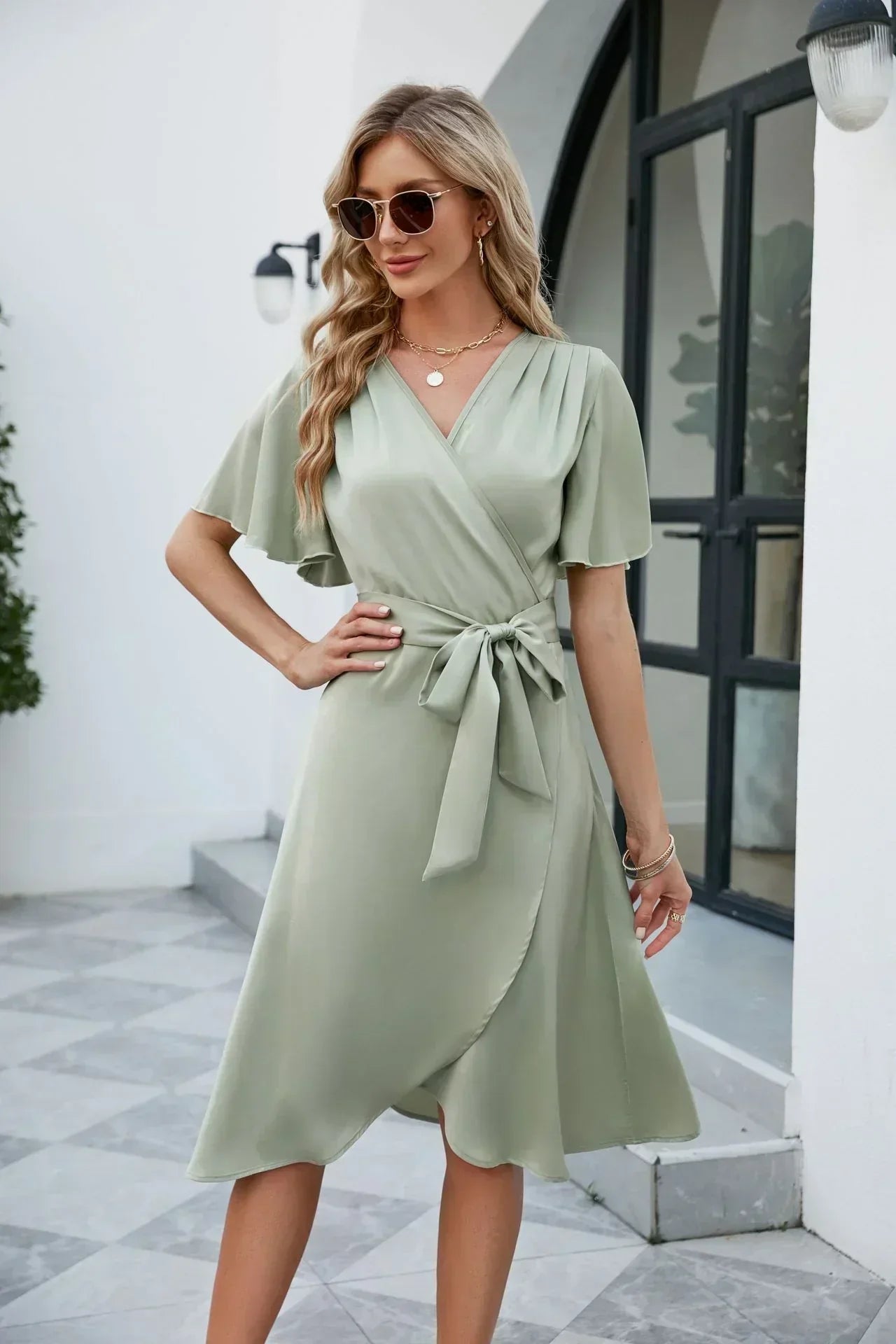Robe Portefeuille Femme avec Décolleté en V Lucyle
