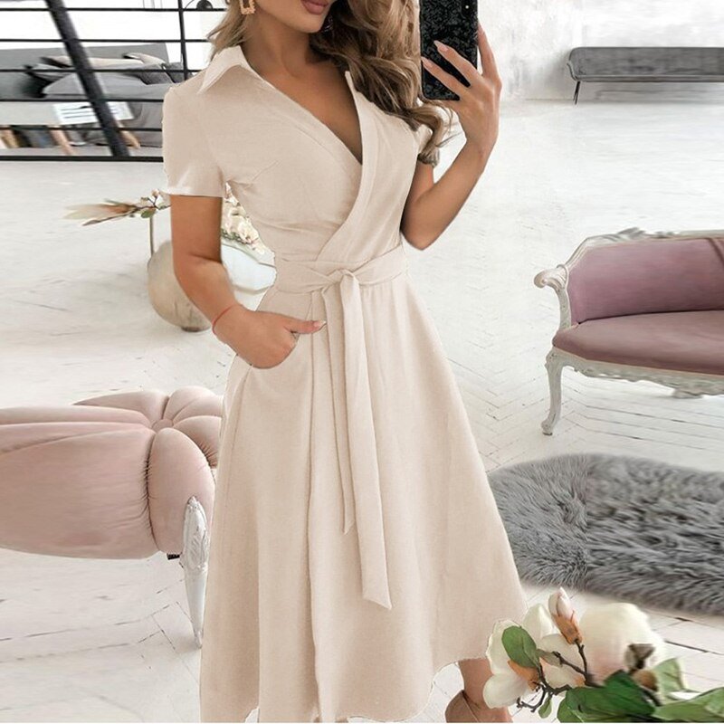 Robe Trapèze Femme avec Ceinture à Nouer Lucyle