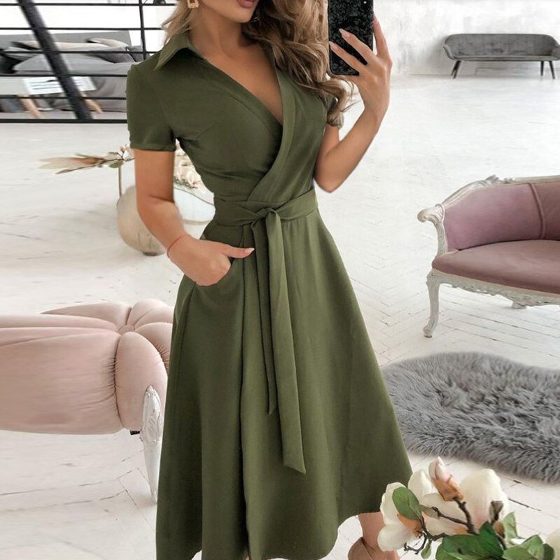 Robe Trapèze Femme avec Ceinture à Nouer Lucyle