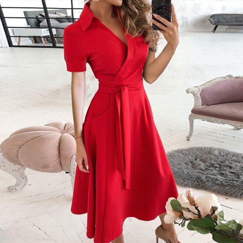 Robe Trapèze Femme avec Ceinture à Nouer Lucyle