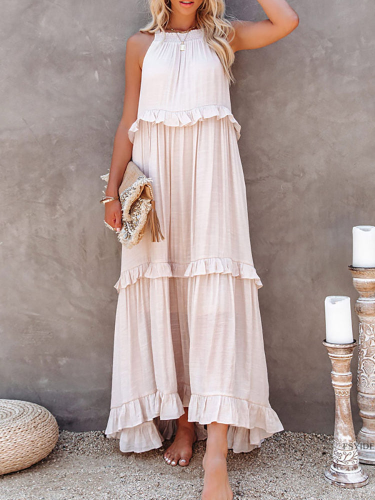 Robe Trapèze Femme avec Détail Volant Lucyle