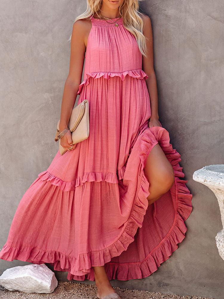 Robe Trapèze Femme avec Détail Volant Lucyle