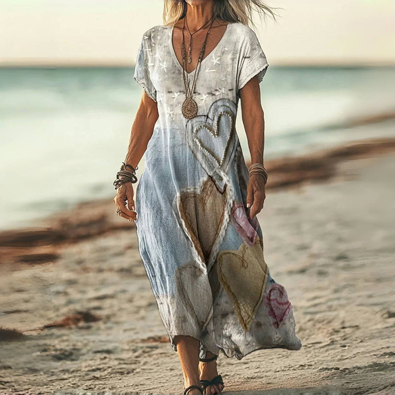 Robe Vintage Femme avec Imprimé Coeur Lucyle