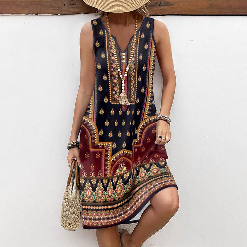 Robe Vintage Femme avec Motif Ethnique Lucyle