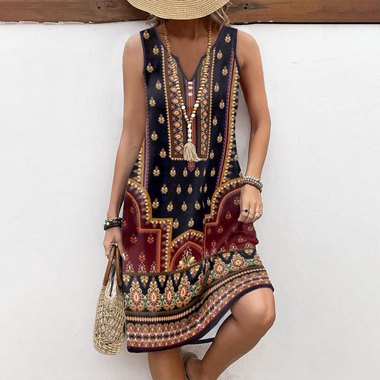 Robe Vintage Femme avec Motif Ethnique Lucyle
