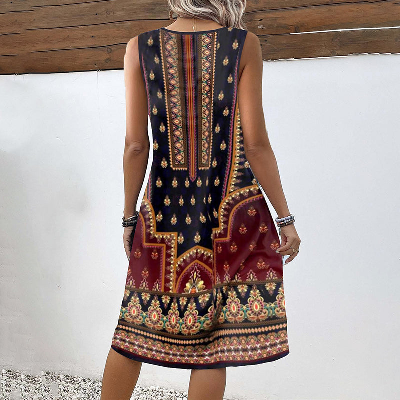 Robe Vintage Femme avec Motif Ethnique Lucyle