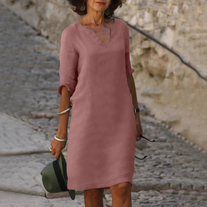 Robe d'été Femme avec Col en V en Lin Lucyle