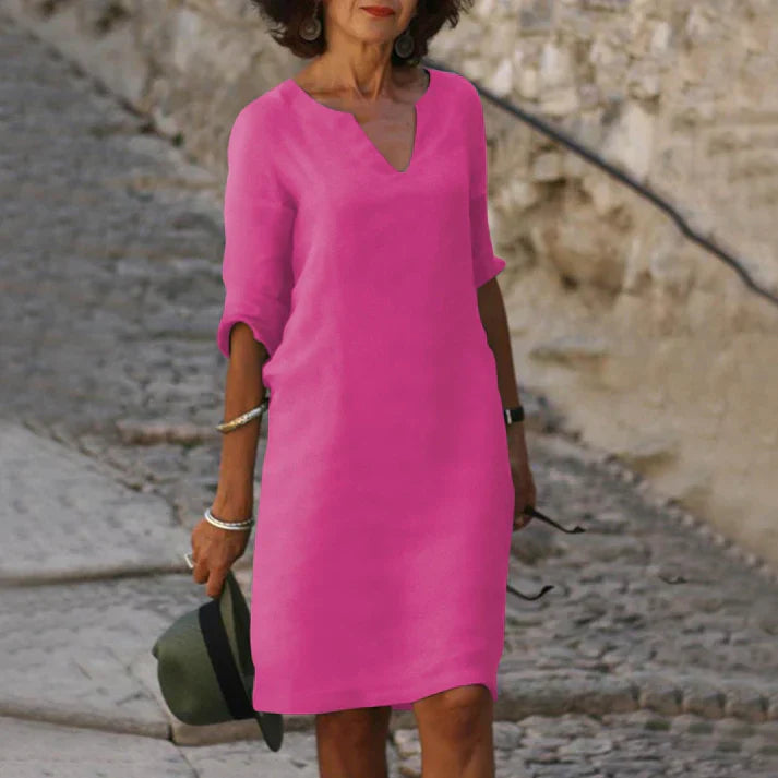 Robe d'été Femme avec Col en V en Lin Lucyle
