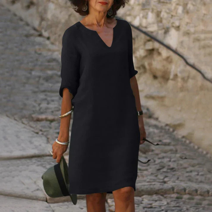 Robe d'été Femme avec Col en V en Lin Lucyle