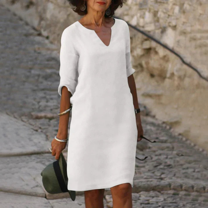 Robe d'été Femme avec Col en V en Lin Lucyle