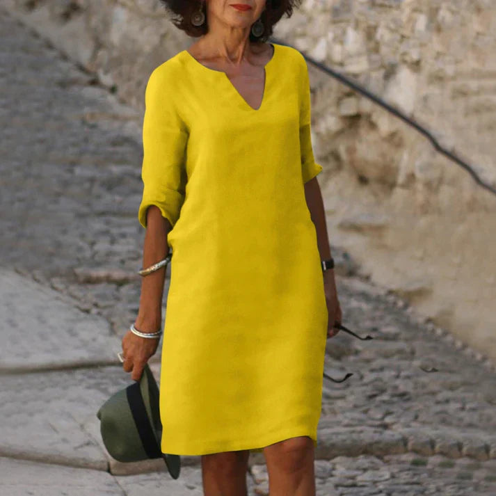 Robe d'été Femme avec Col en V en Lin Lucyle