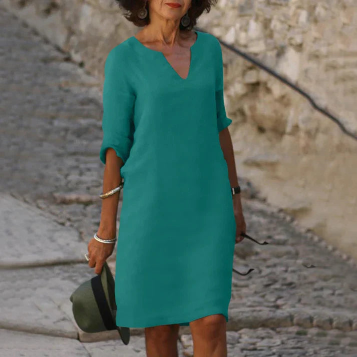 Robe d'été Femme avec Col en V en Lin Lucyle