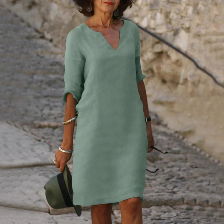 Robe d'été Femme avec Col en V en Lin Lucyle