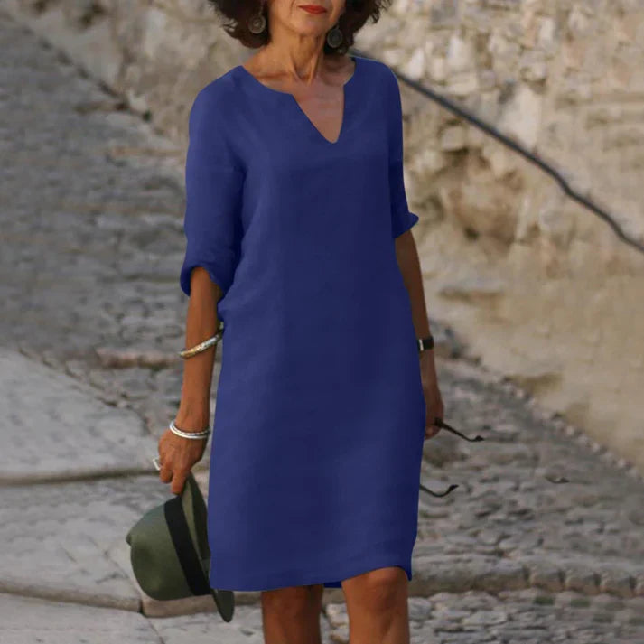 Robe d'été Femme avec Col en V en Lin Lucyle