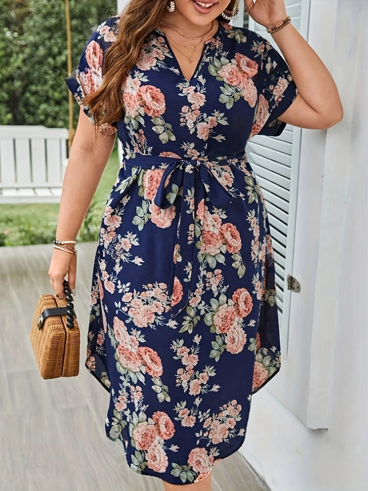 Robe d'été Femme avec Imprimé Fleuri et Col en V Lucyle
