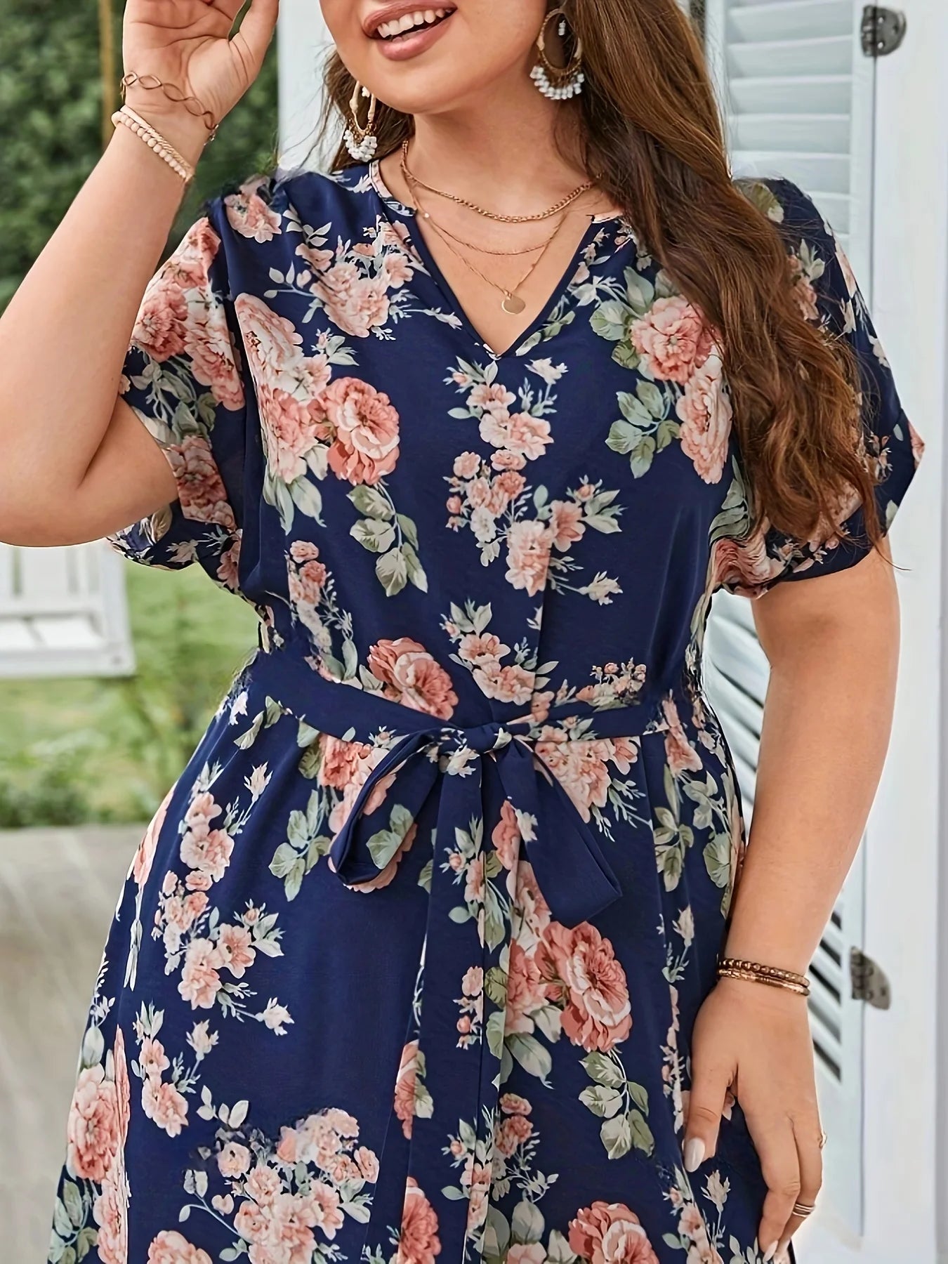 Robe d'été Femme avec Imprimé Fleuri et Col en V Lucyle