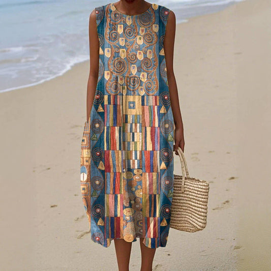 Robe d'été Femme avec Motif Géométrique et Poches Lucyle