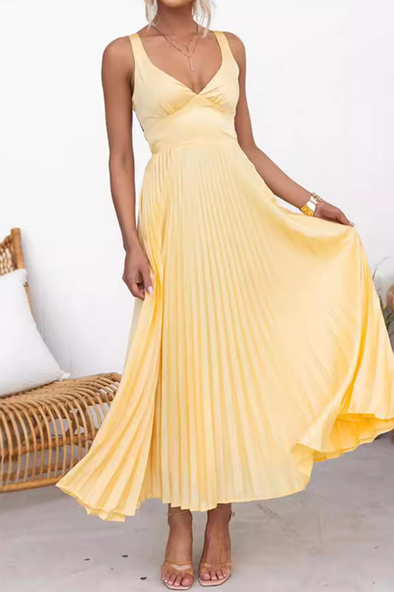 Robe de Soirée Femme avec Col en V en Satin Lucyle