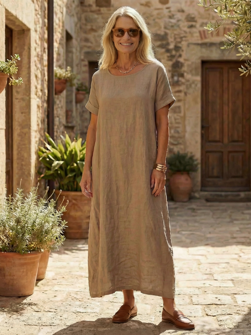 Robe de jour Femme Midi avec Manches Courtes Lucyle