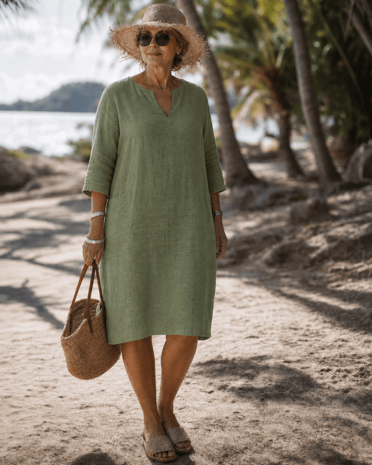 Robe mi-longue Femme avec Col en V Décontracté Lucyle