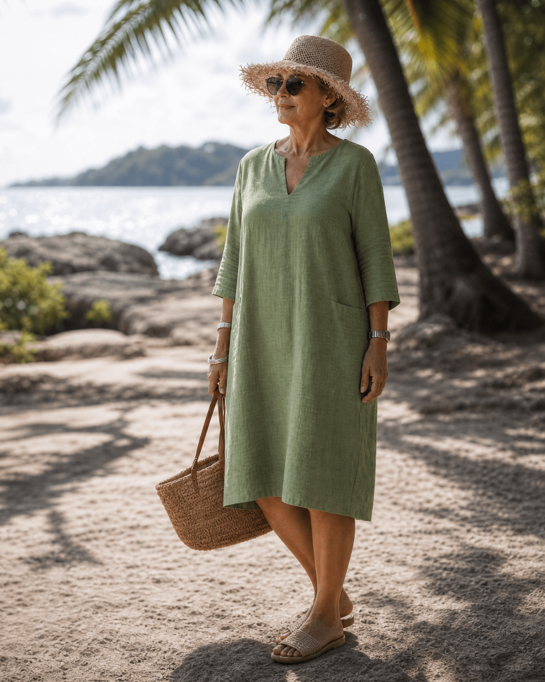 Robe mi-longue Femme avec Col en V Décontracté Lucyle