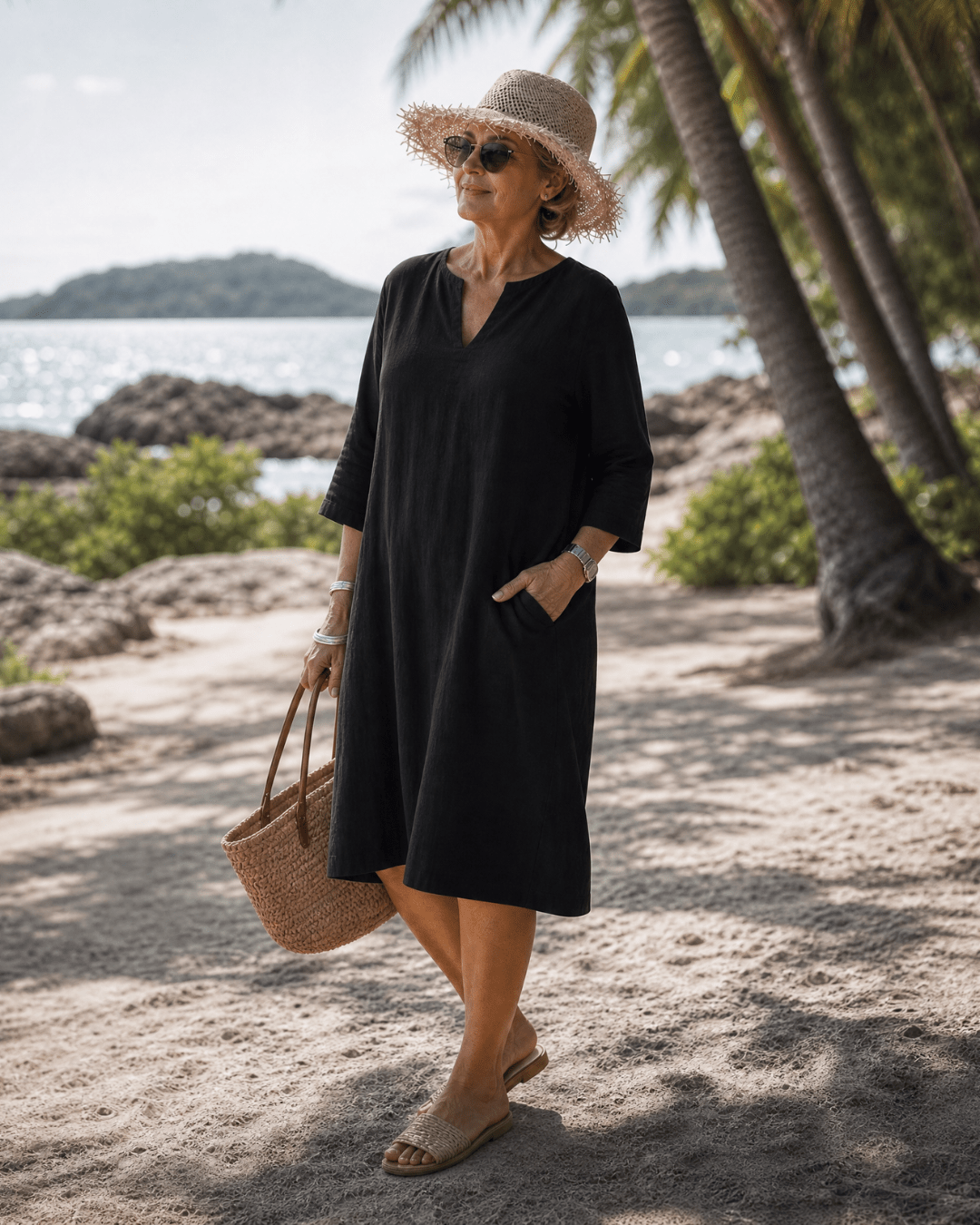 Robe mi-longue Femme avec Col en V Décontracté Lucyle