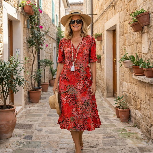 Robe mi-longue Femme avec Décolleté en V Lucyle