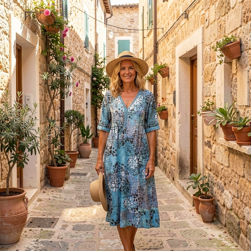 Robe mi-longue Femme avec Décolleté en V Lucyle