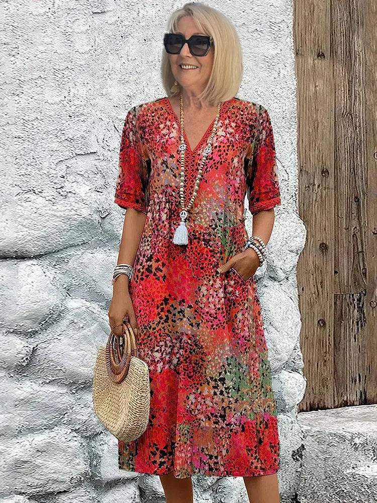 Robe mi-longue Femme avec Décolleté en V Lucyle