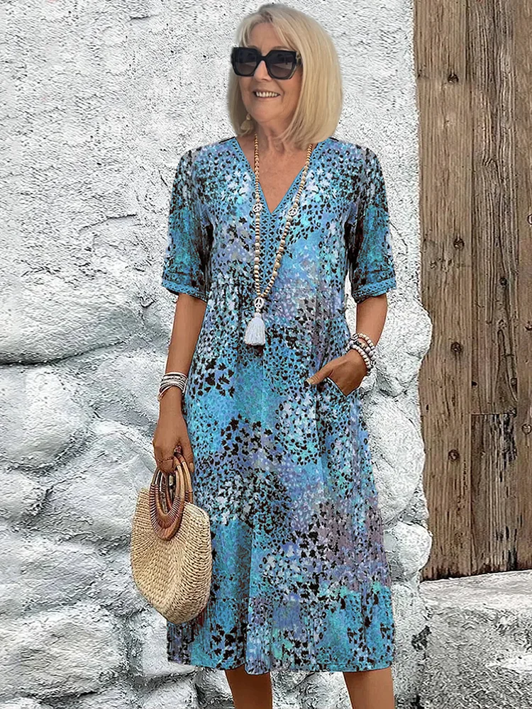 Robe mi-longue Femme avec Décolleté en V Lucyle