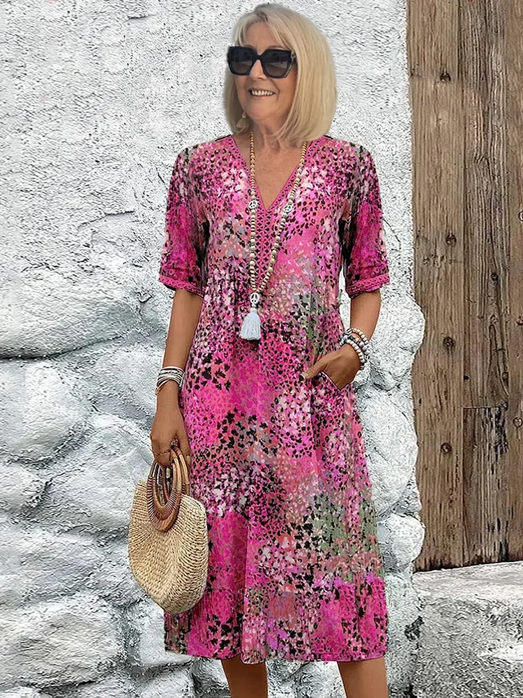 Robe mi-longue Femme avec Décolleté en V Lucyle