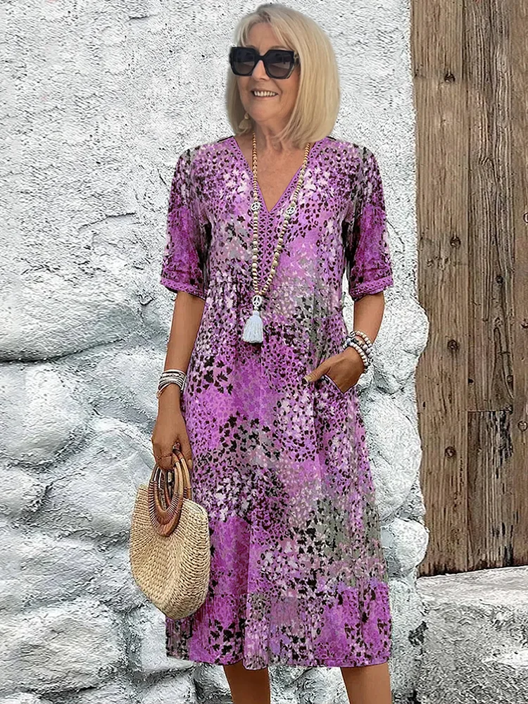 Robe mi-longue Femme avec Décolleté en V Lucyle