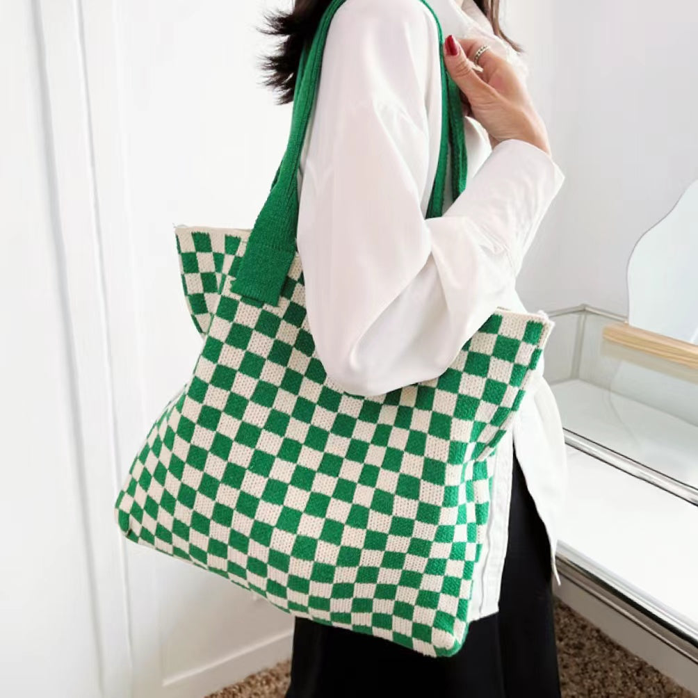 Sac Cabas Femme avec Design Rétro à Carreaux Lucyle