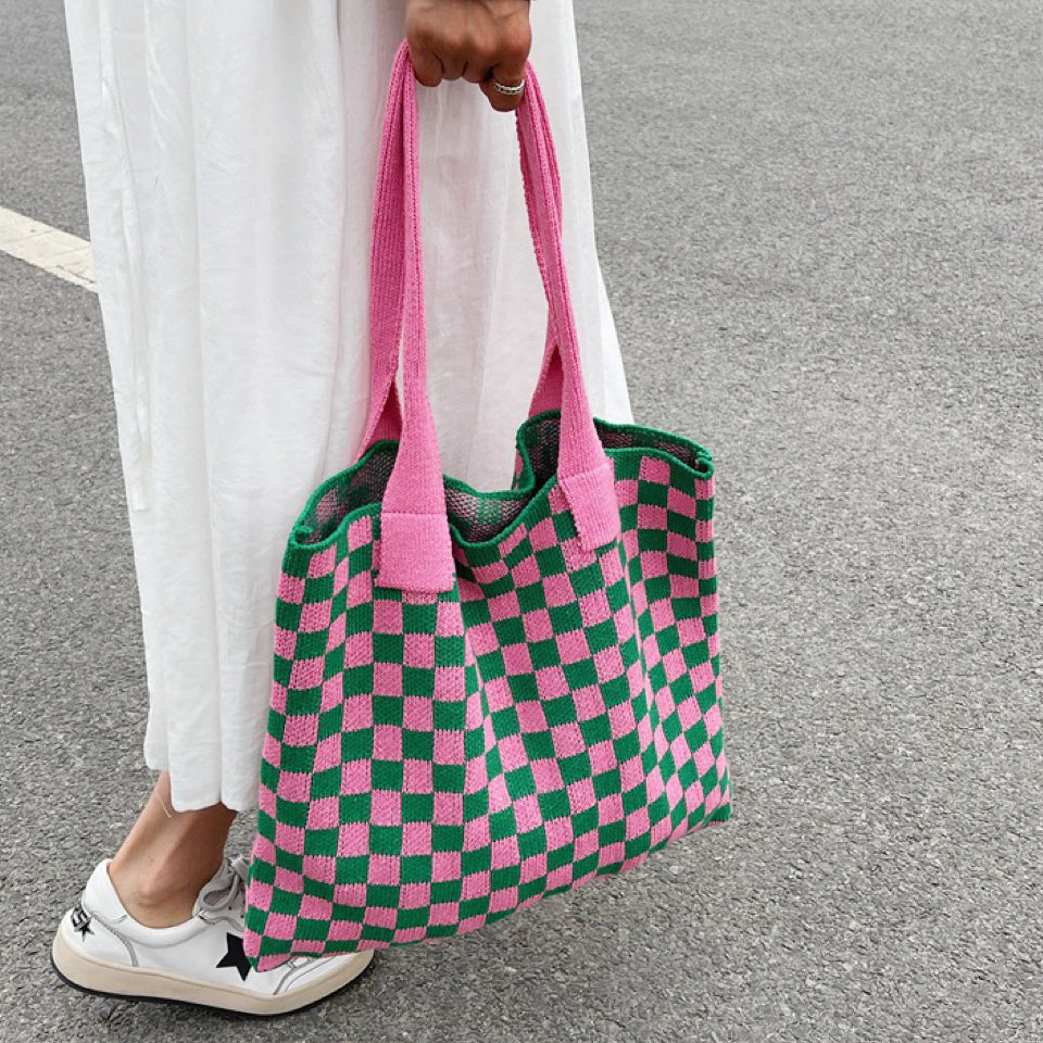 Sac Cabas Femme avec Design Rétro à Carreaux Lucyle