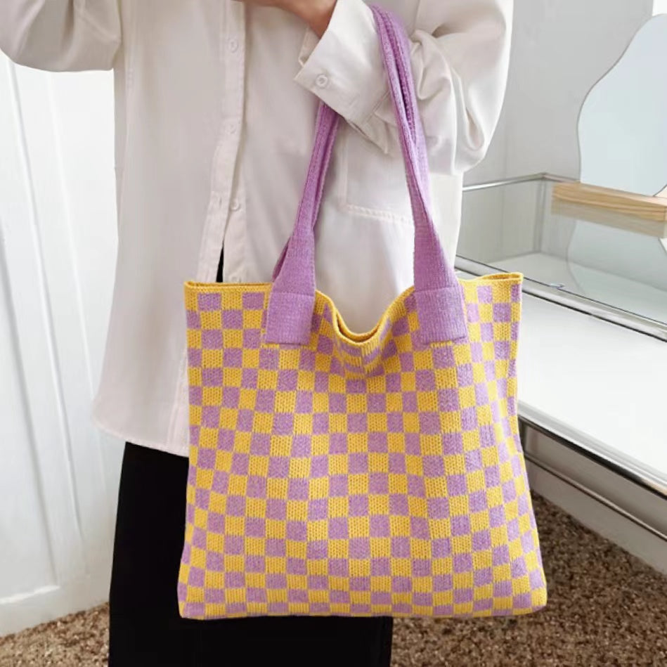 Sac Cabas Femme avec Design Rétro à Carreaux Lucyle