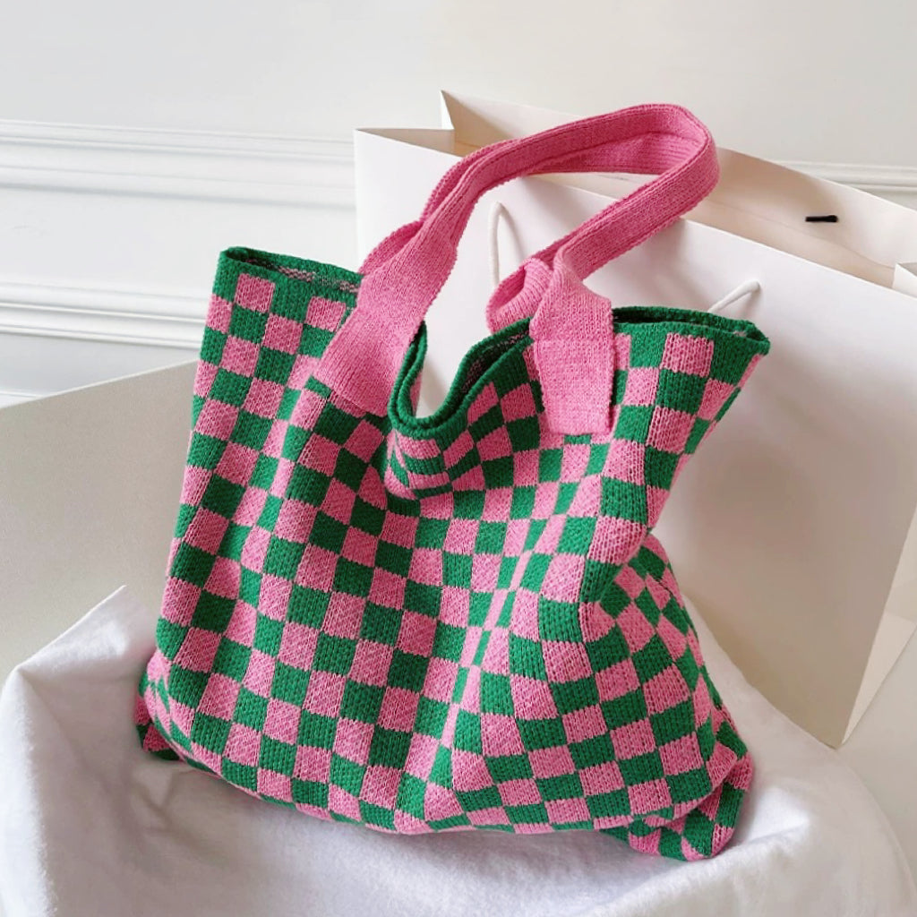 Sac Cabas Femme avec Design Rétro à Carreaux Lucyle